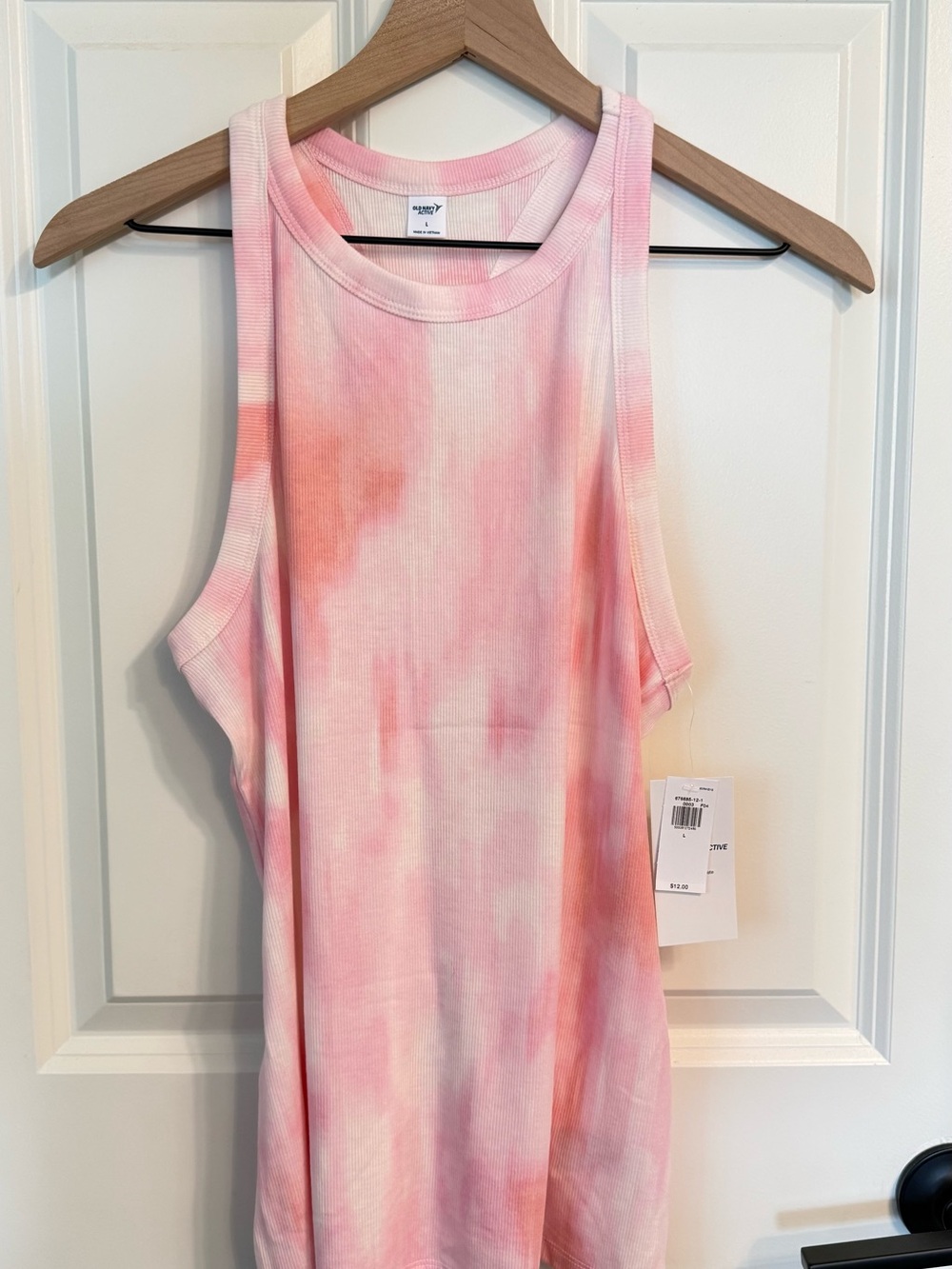Old Navy Women's Pink Tie-Dye Sleeveless Rib Tank Top